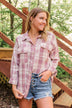 Fight For Love Frayed Plaid Top- Pink
