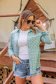 Holding Up My Own Plaid Top- Mint