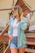 Holding Up My Own Plaid Top- Mint