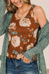 Keep It Up Floral Tank Top- Brown