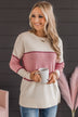Always There For You Knit Sweater- Ivory & Rose Pink