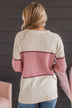 Always There For You Knit Sweater- Ivory & Rose Pink