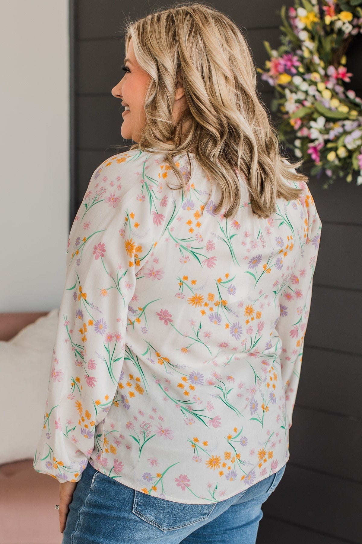Always A Silver Lining Floral Blouse- Ivory