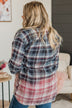 Follow You Anywhere Bleached Plaid Top- Navy & Pink