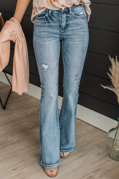 The Clara Vervet Mid Rise Flare Jeans