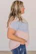 Already Yours Color Block Top- Light Coral & Blue