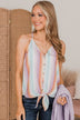 Lovely Moments Striped Button Tank Top- Multi-Color