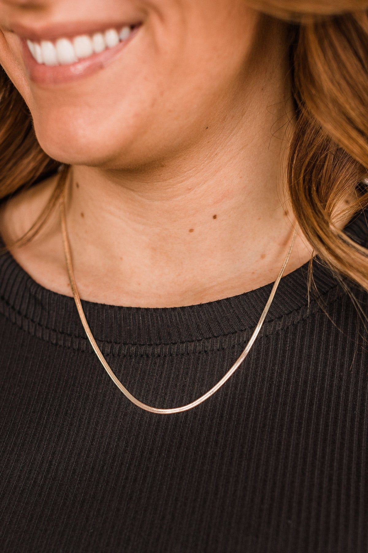 Trendy Moments Herringbone Necklace- Gold