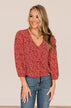 Sweet Serendipity Floral Button Top- Red