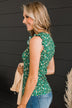Late Night Romance Floral Knit Top- Green