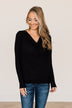 See You Soon Slouchy Knit Top- Black