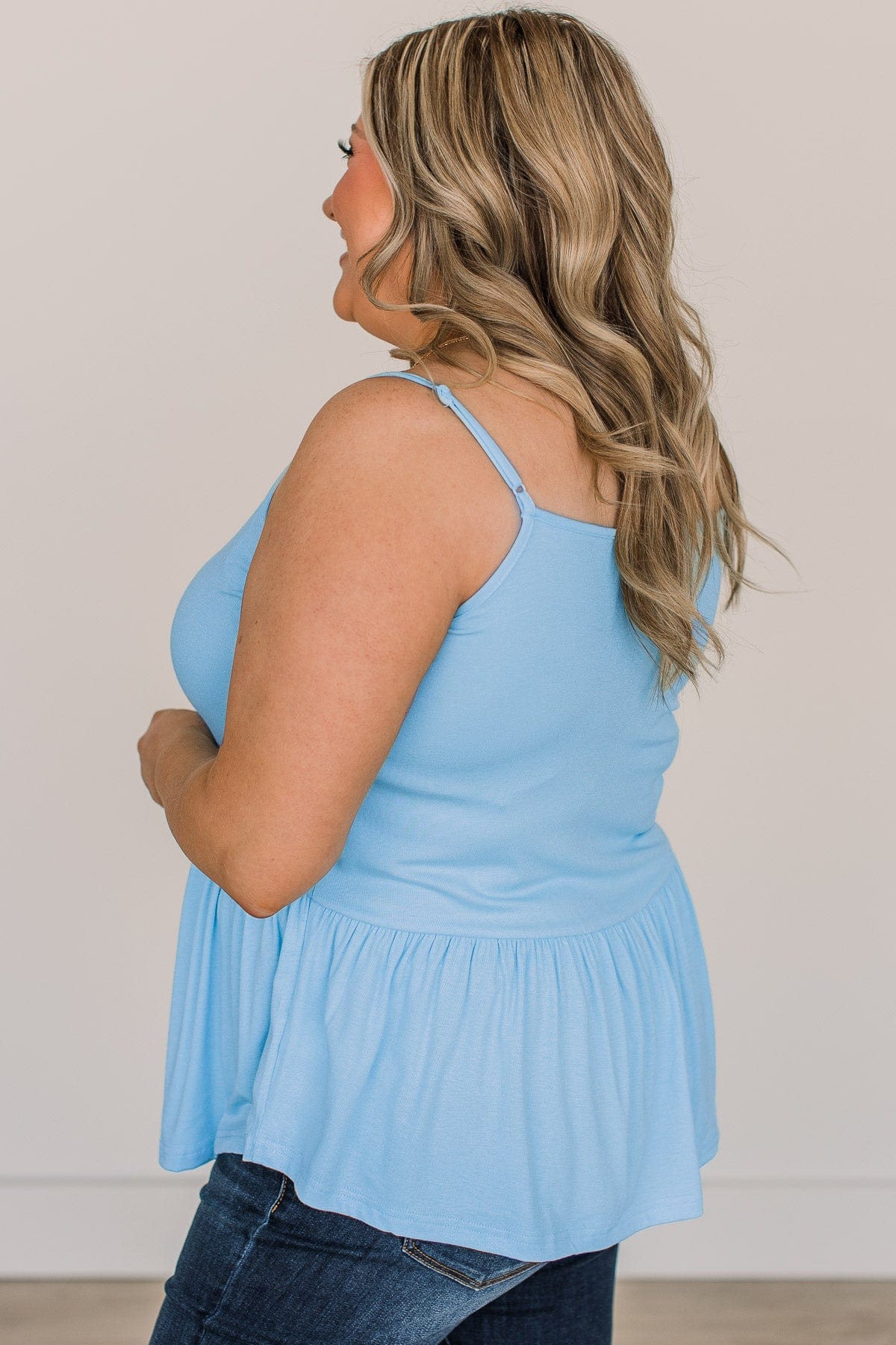 Bright As The Moon Babydoll Tank Top- Baby Blue