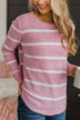 Way Of Life Striped Knit Sweater- Pink & Ivory