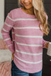 Way Of Life Striped Knit Sweater- Pink & Ivory