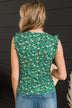 Late Night Romance Floral Knit Top- Green