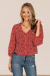 Sweet Serendipity Floral Button Top- Red