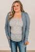 Comfortable With Myself Knit Cardigan- Denim Blue