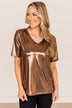 Stealing The Show Metallic Top- Copper