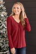 Can't Miss It Puff Sleeve Shimmer Top- Red