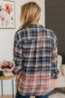 Follow You Anywhere Bleached Plaid Top- Navy & Pink