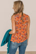 Time To Blossom Floral Tank Top- Dark Orange