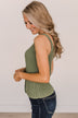 Win Me Over Knit Button Tank Top- Olive