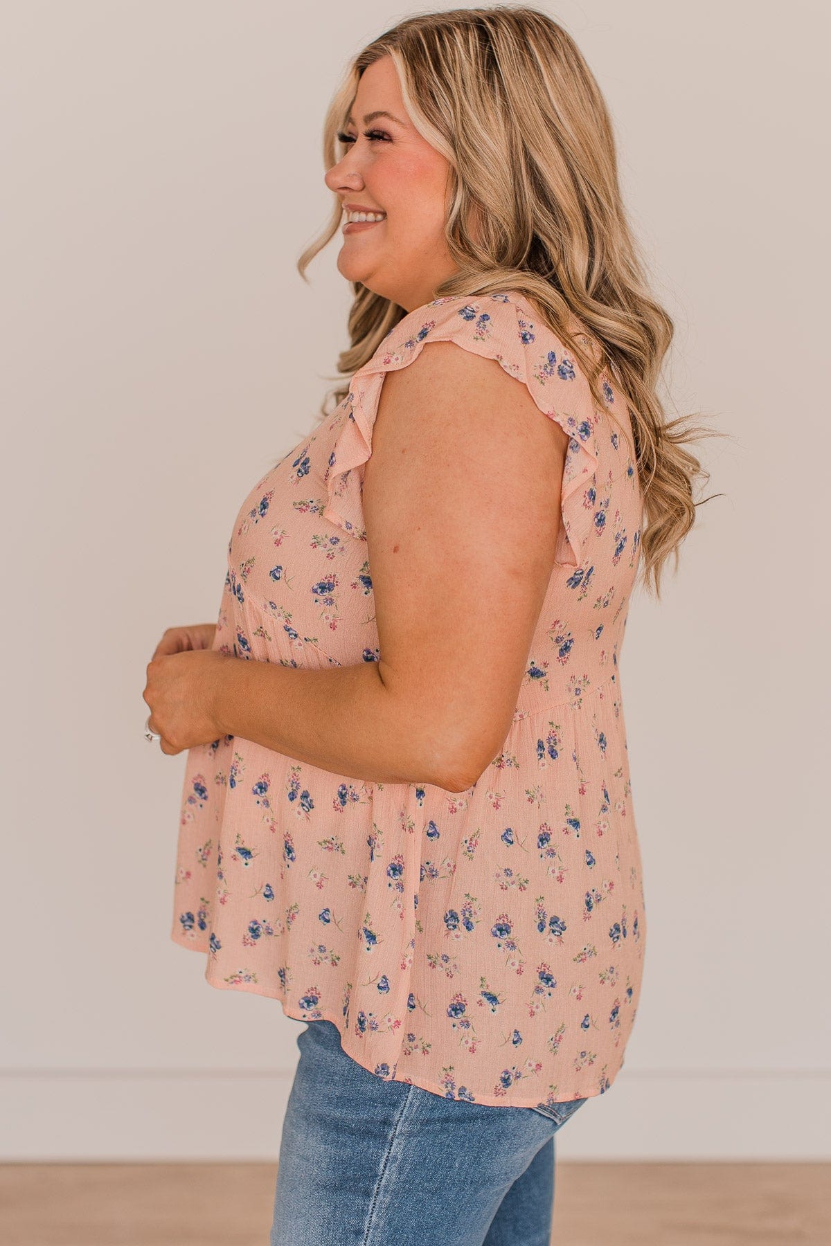 Deeply Adored Floral Babydoll Top- Light Pink