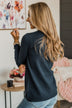 Sweet Kisses Striped Knit Sweater- Dark Teal