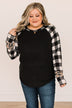 Nobody Like You Plaid Sleeve Top- Black
