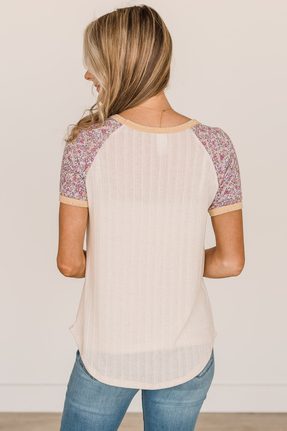 Before You Know It Knit Top- Cream & Purple