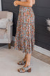 Like A Wildflower Floral Skirt- Grey & Rust