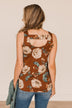 Keep It Up Floral Tank Top- Brown