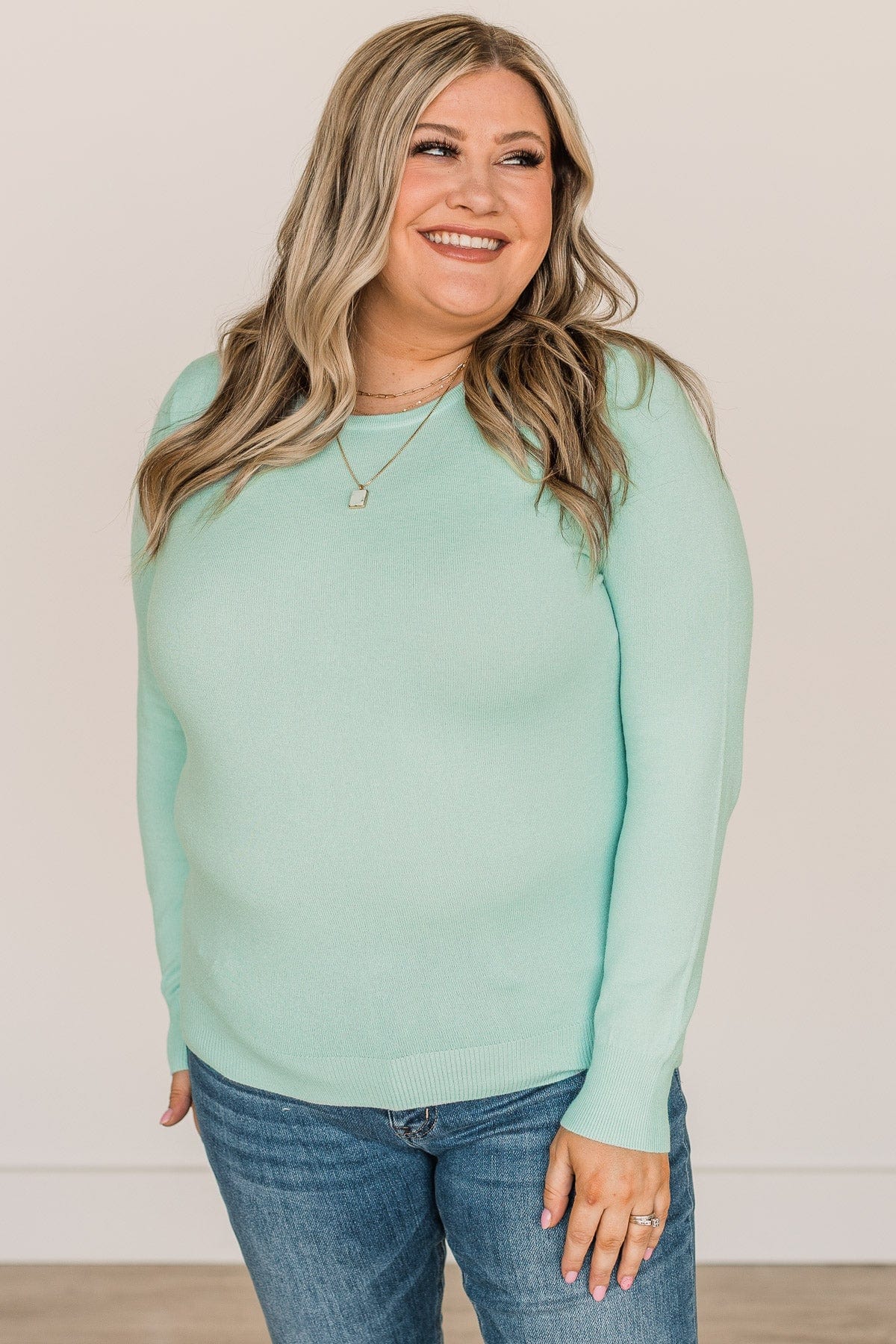 Lost In Your Love Knit Sweater- Aqua Blue