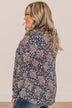 Be The Best Floral Long Sleeve Top- Navy