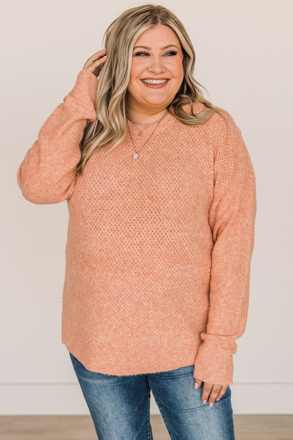 Feeling Fortunate Knit Sweater- Peach
