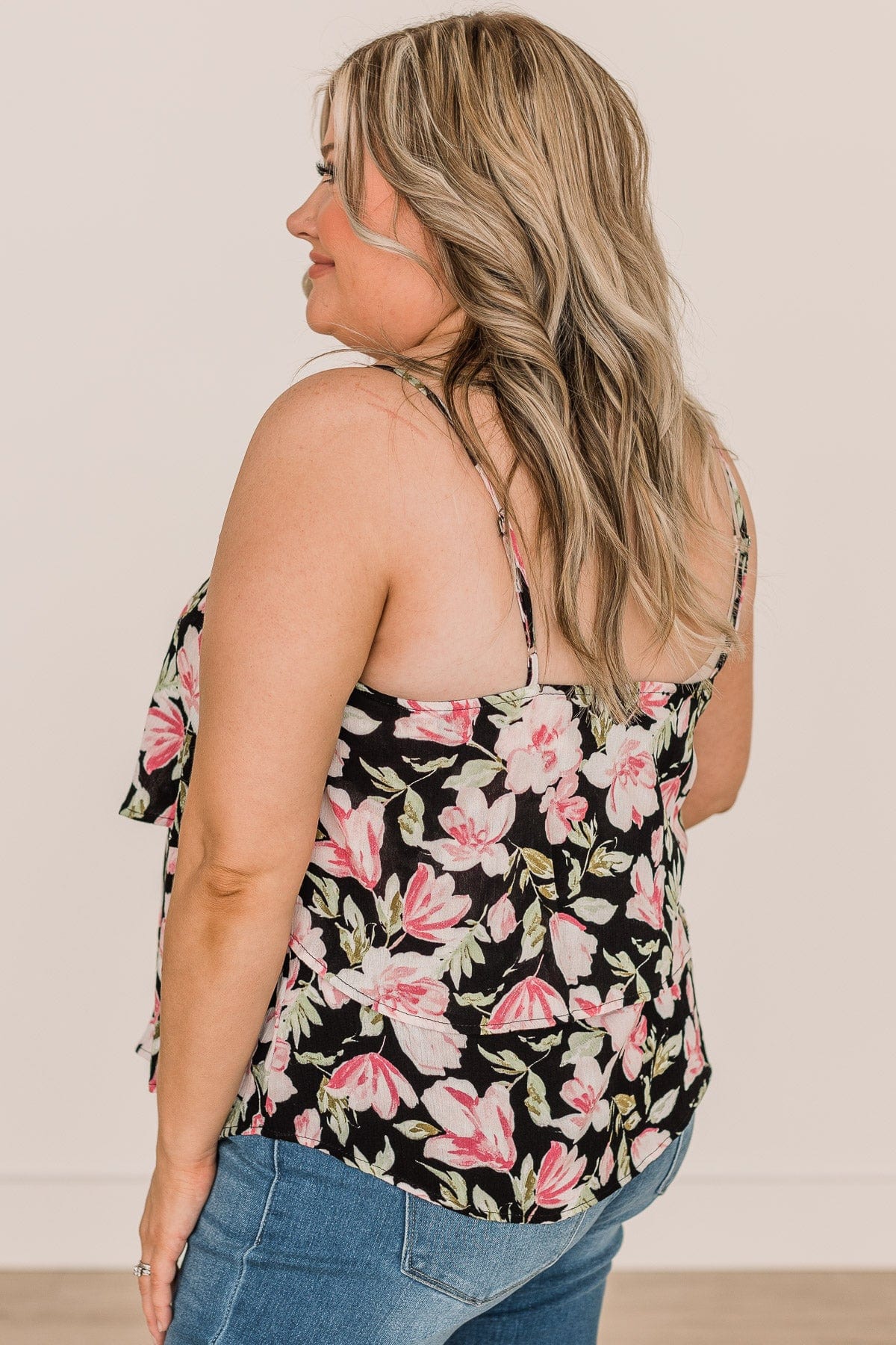 All In Good Time Floral Tank Top- Black