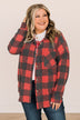 Cozy At The Cabin Plaid Button Top- Red