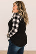 Nobody Like You Plaid Sleeve Top- Black