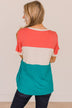 Unlike The Rest Color Block Top- Coral & Blue