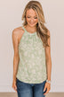 Happiest With You Floral Tank Top- Light Sage