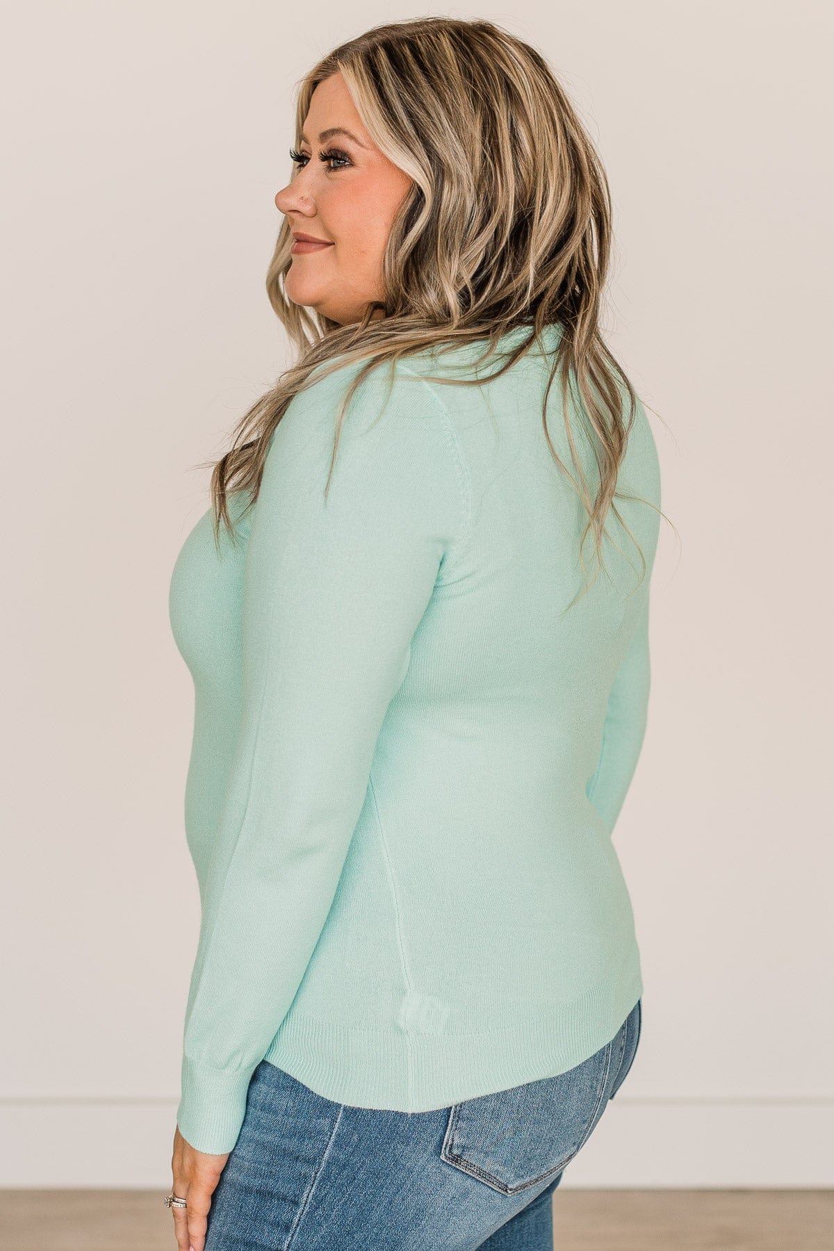 Lost In Your Love Knit Sweater- Aqua Blue