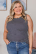 Happiness Achieved Striped Tank Top- Navy