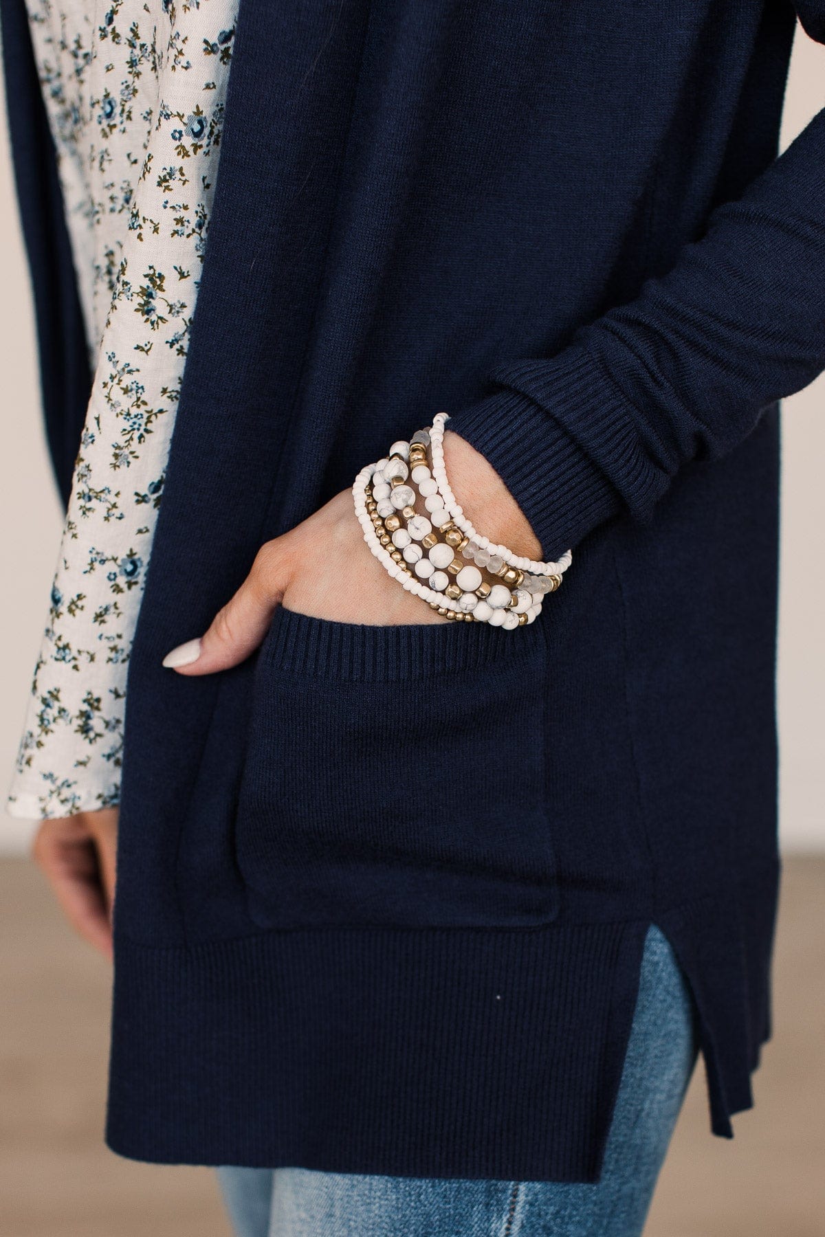 Staying Chic Beaded Bracelet Set- White