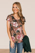 Always On My Mind Floral Top- Mocha