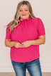 Forever After All Swiss Dot Blouse- Fuchsia