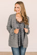 Walking Into Winter Plush Knit Cardigan- Charcoal