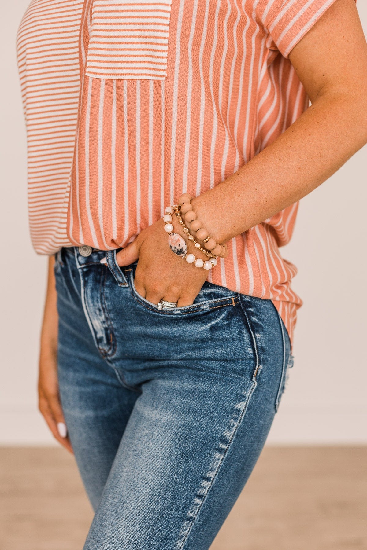 Walking On Air Beaded Bracelet Set- Pink