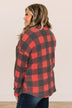 Cozy At The Cabin Plaid Button Top- Red