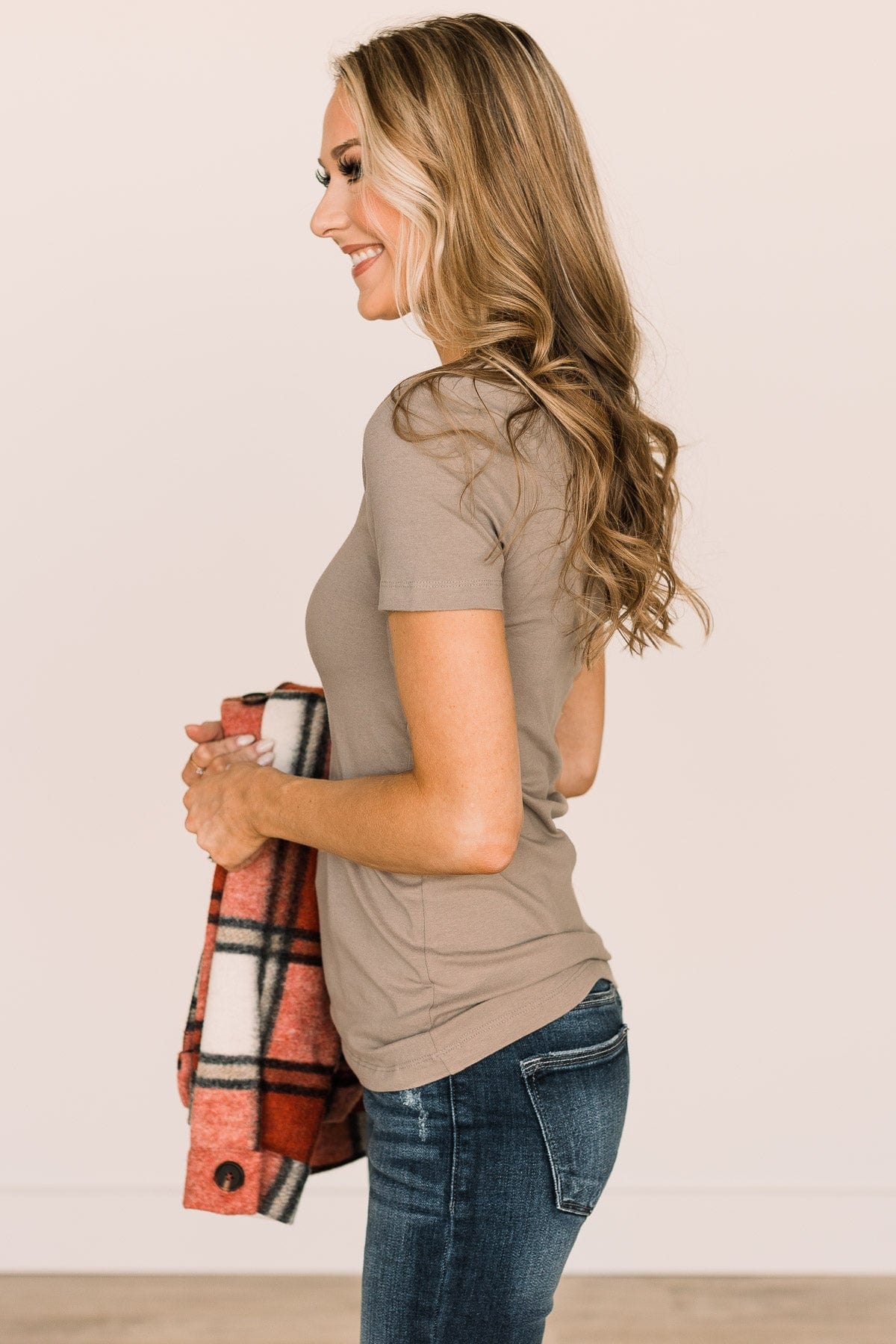 Casual Outings Short Sleeve Top- Taupe