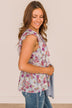 Kind Regards Floral Babydoll Blouse- Light Blue & Magenta